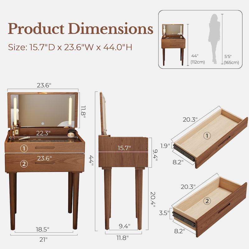 Vanity Desk with Mirror & Lights