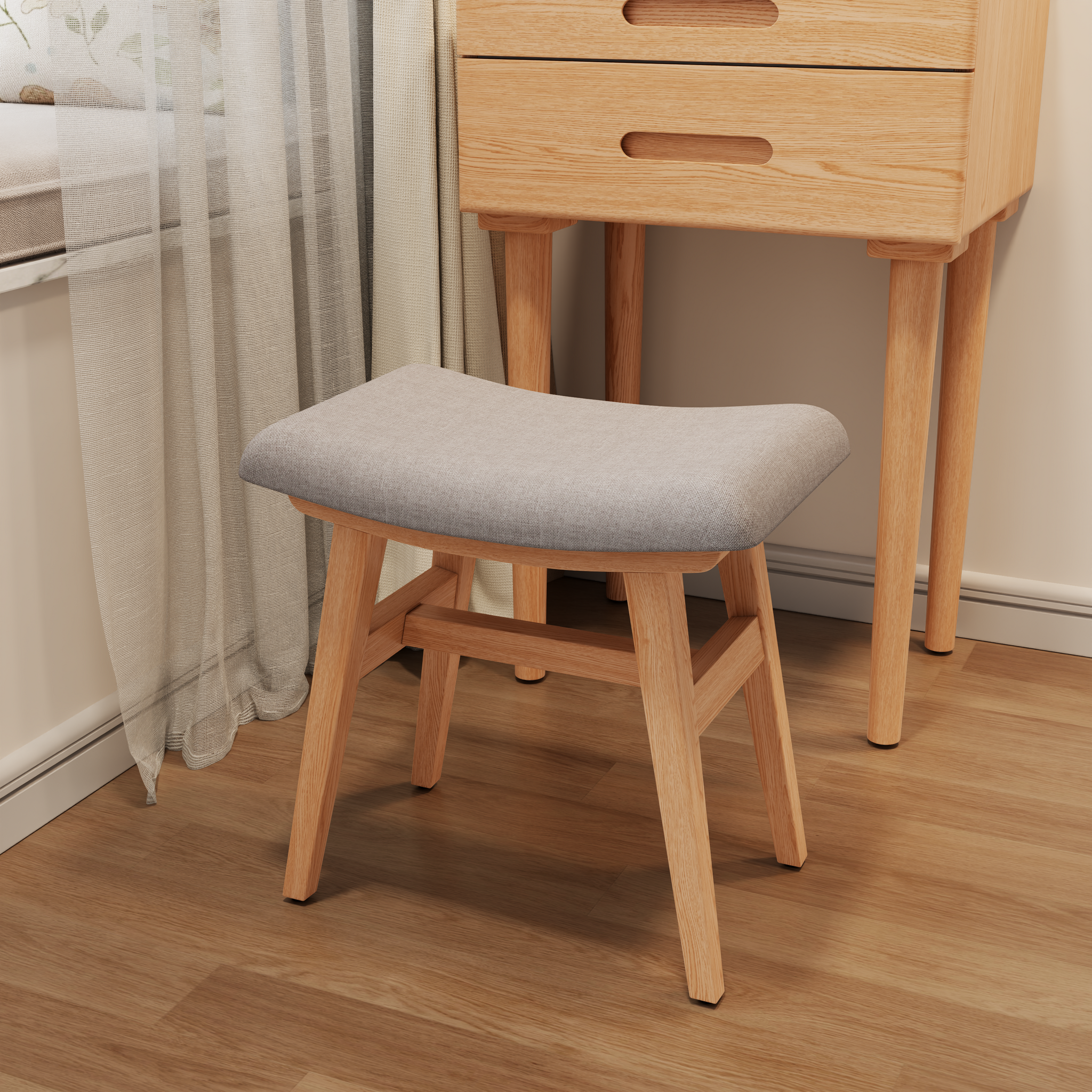 Vanity Stool with Soft Saddle Cushion