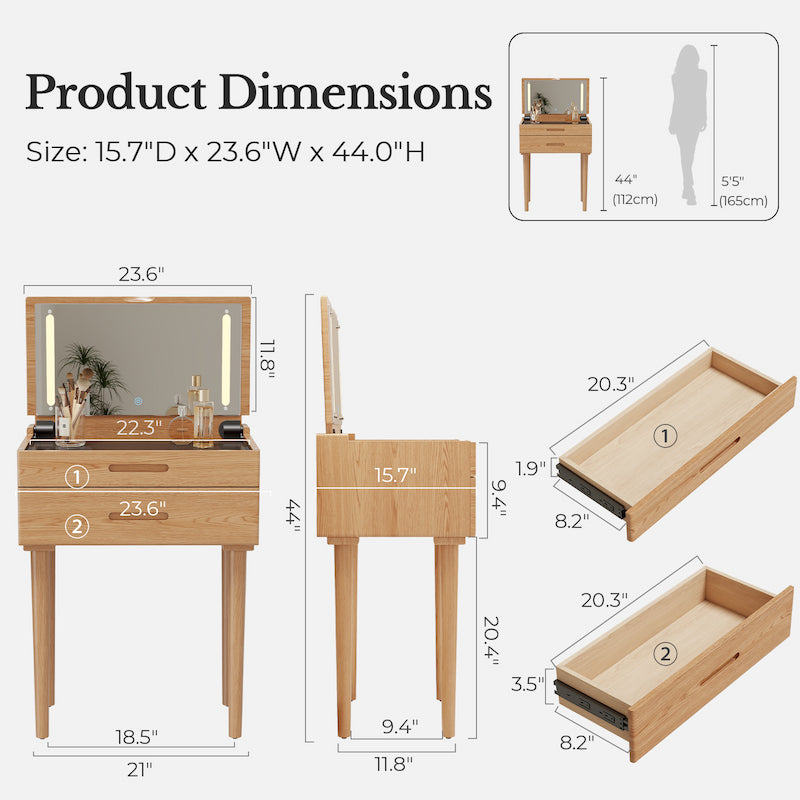 Vanity Desk with Mirror & Lights