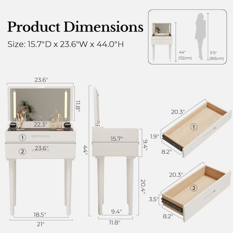 Vanity Desk with Mirror & Lights - iKaslandi
