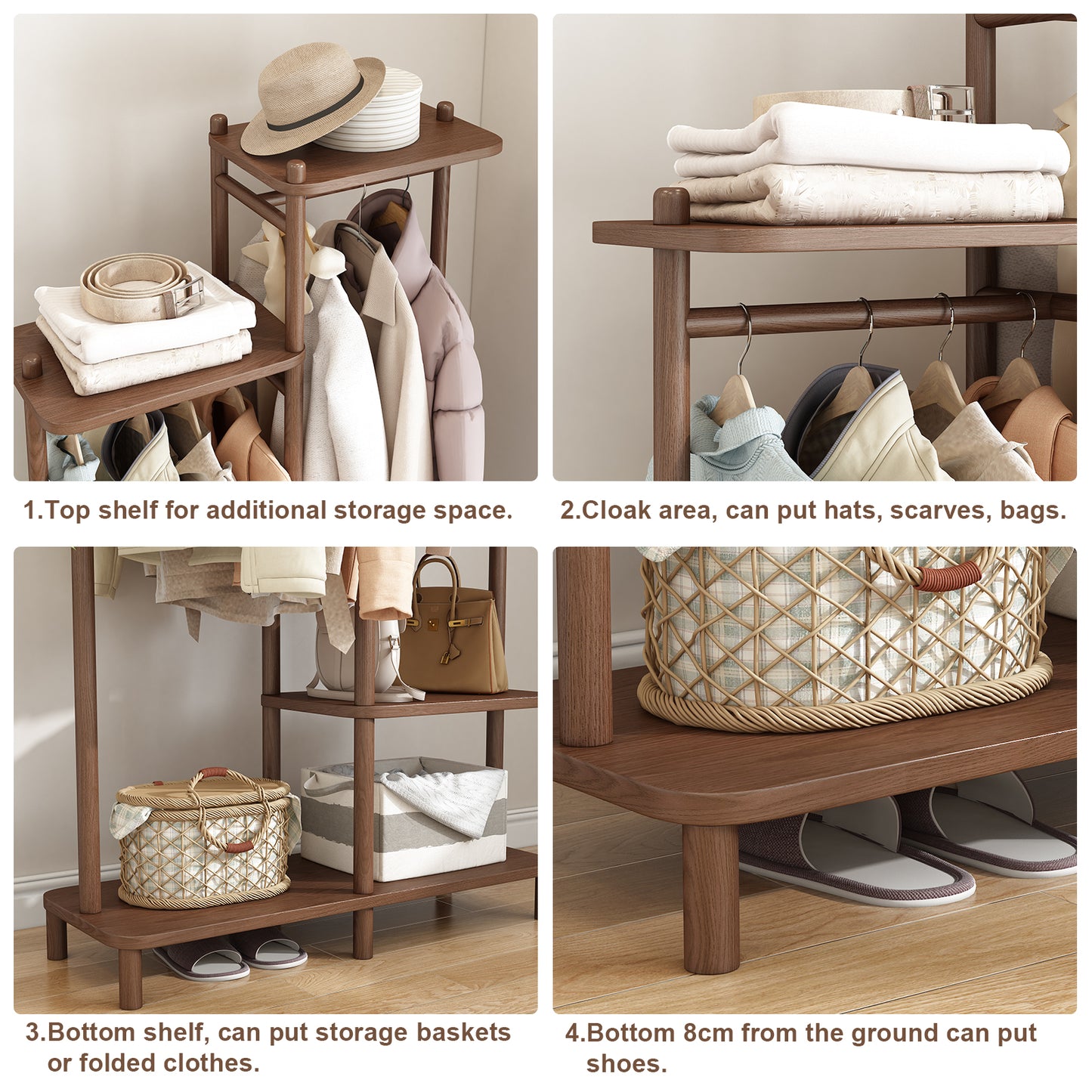 Solid Wood Clothes Rack