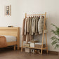 Solid Wood Rolling Clothes Rack with Shelves - Kaslandi Furniture