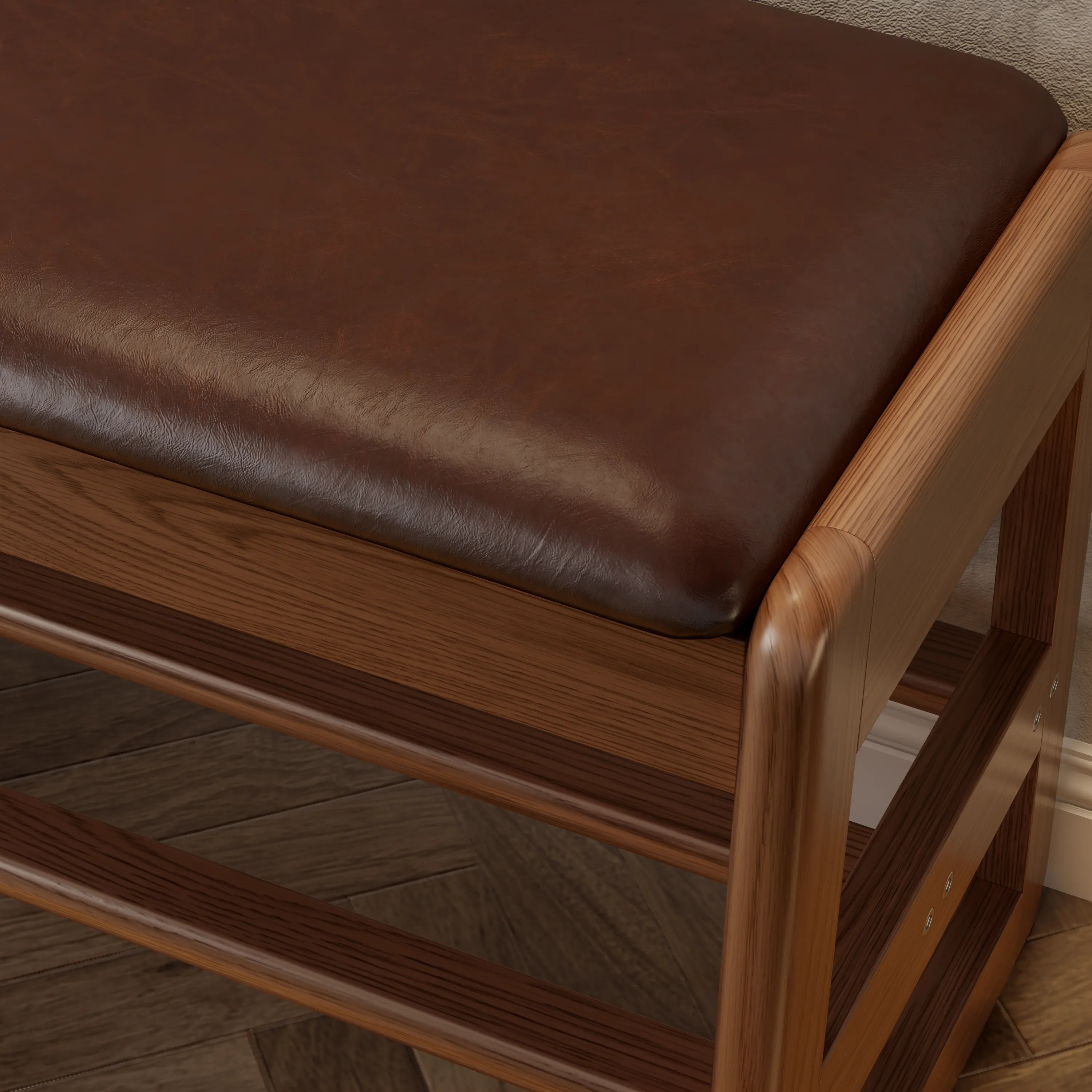 Solid Wood Storage Entryway Bench with Shoe Rack & Padded Seat - Kaslandi Furniture
