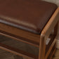 Solid Wood Storage Entryway Bench with Shoe Rack & Padded Seat - Kaslandi Furniture