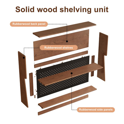 38.2" W Rubberwood Solid Wood Credenza with Adjustable Shelves - iKaslandi