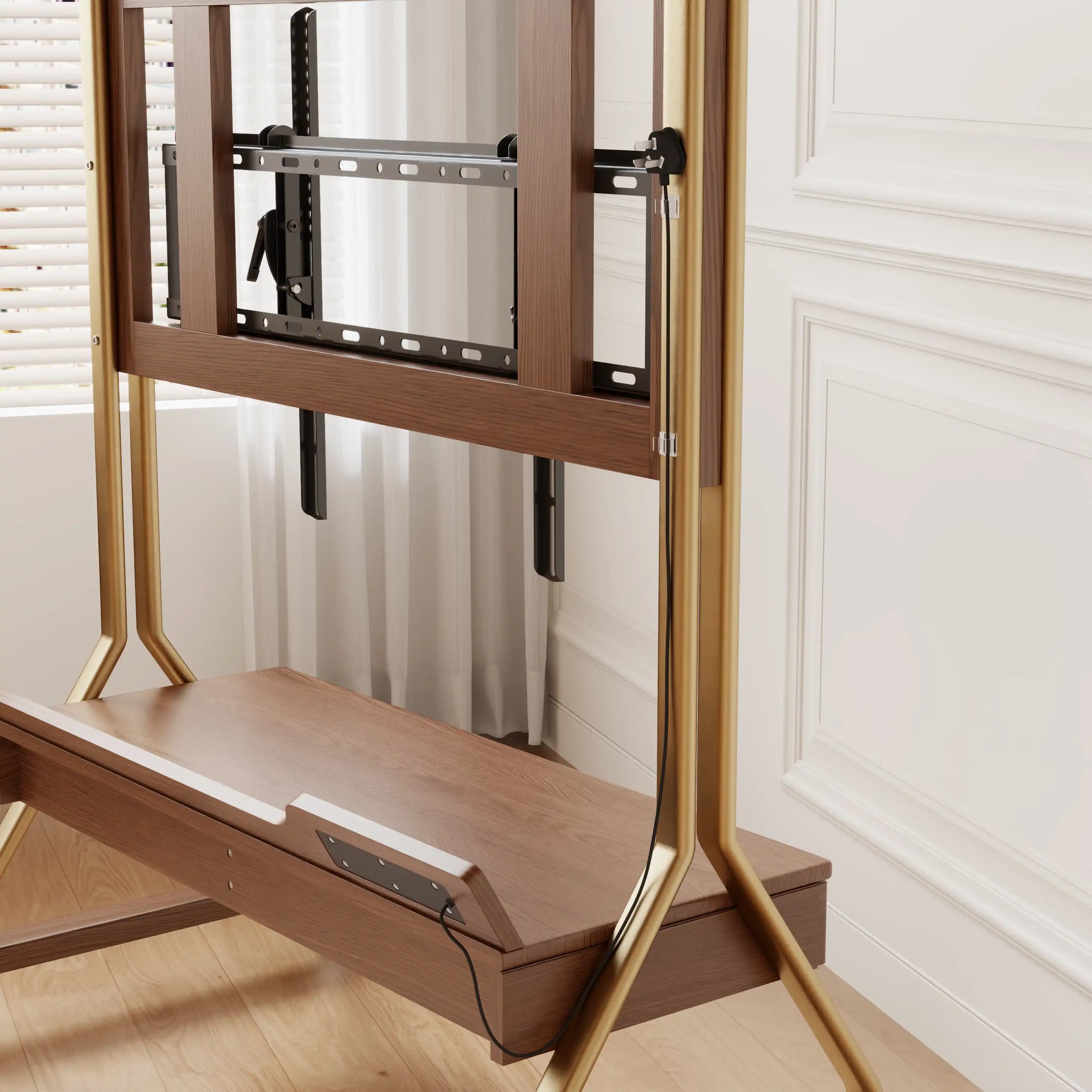 Heavy Duty Rolling TV Stand with 2 Wood Drawers