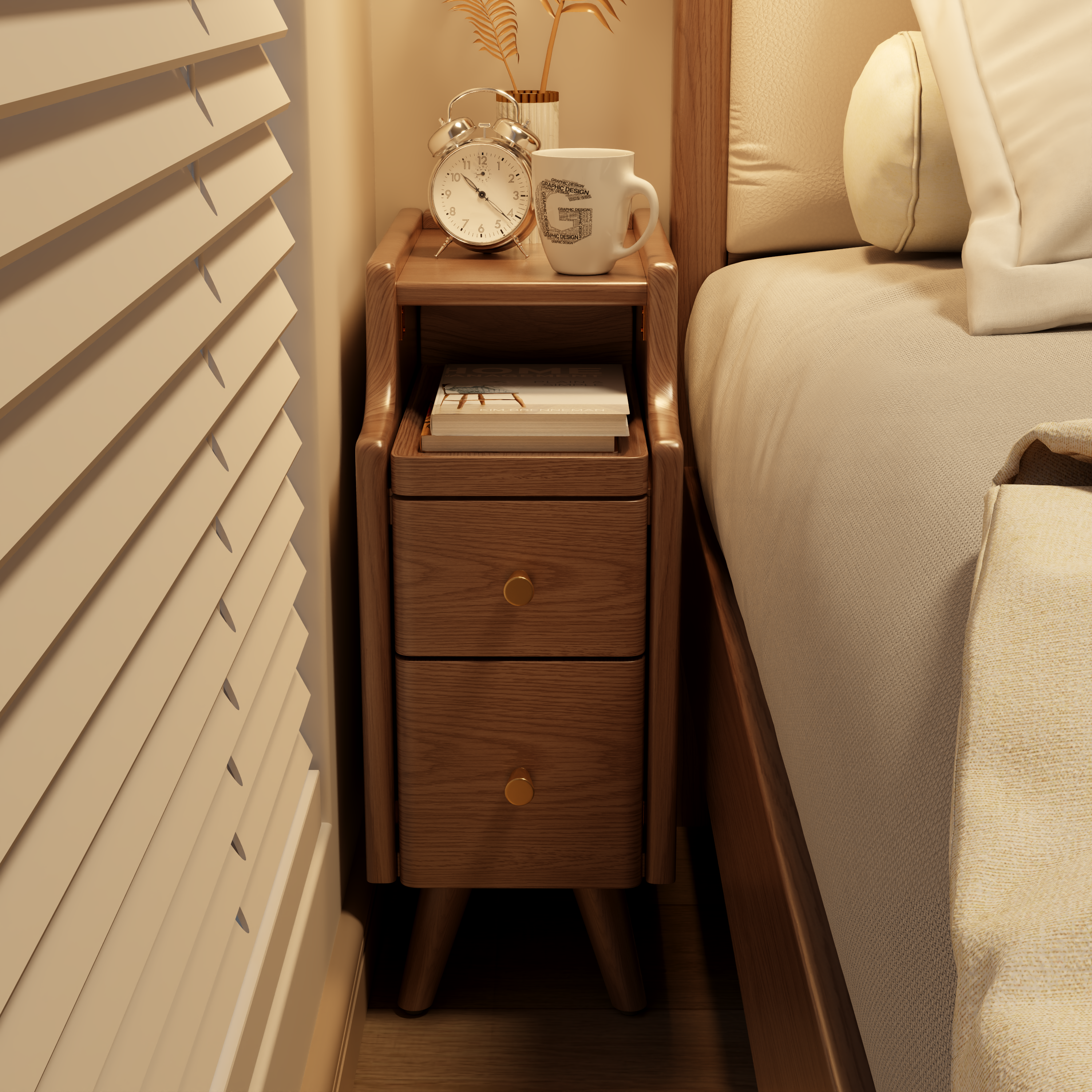 Solid wood classic minimalist nightstand