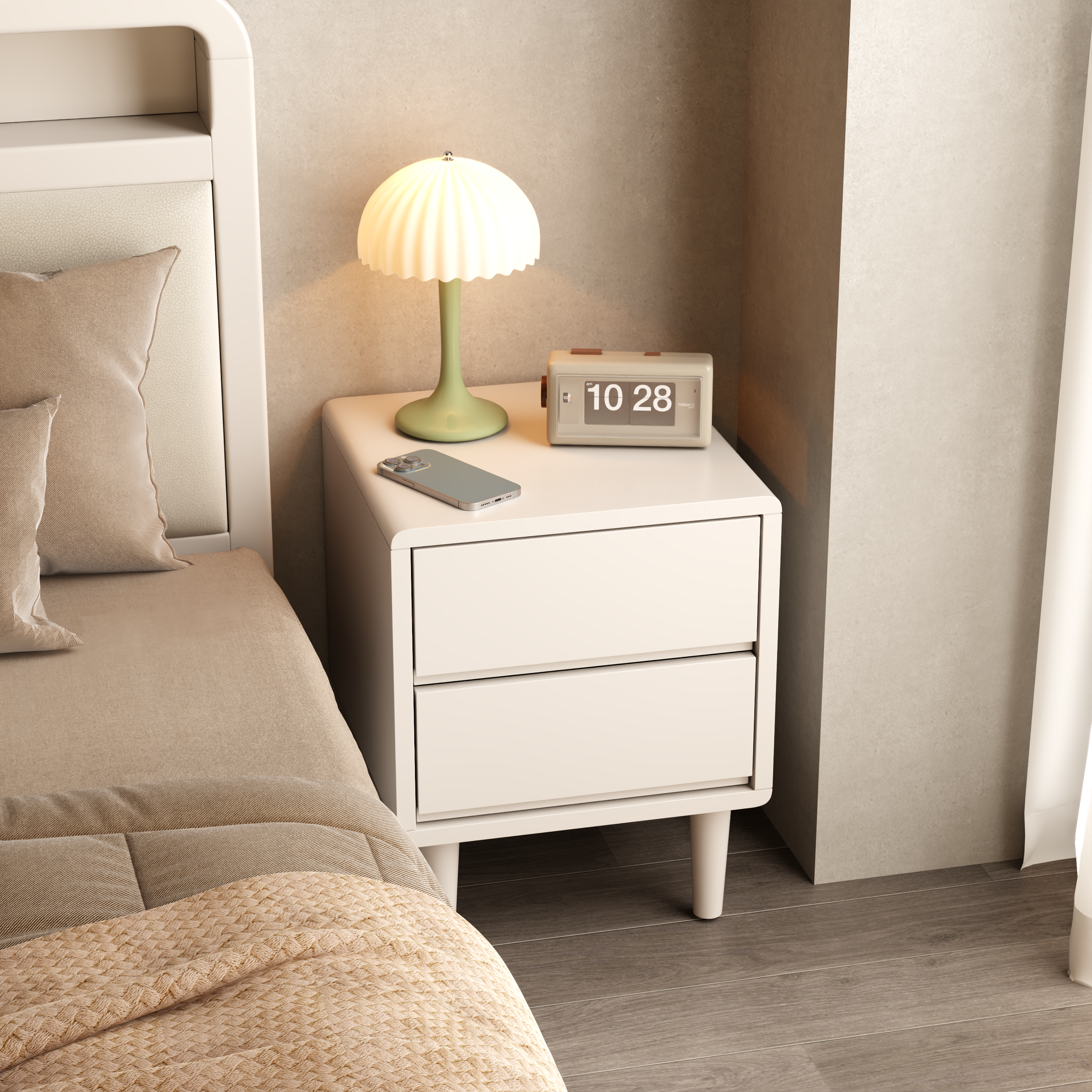 2 & 3 Drawer Solid Wood Nightstand – Mid-Century Modern Bedside Table