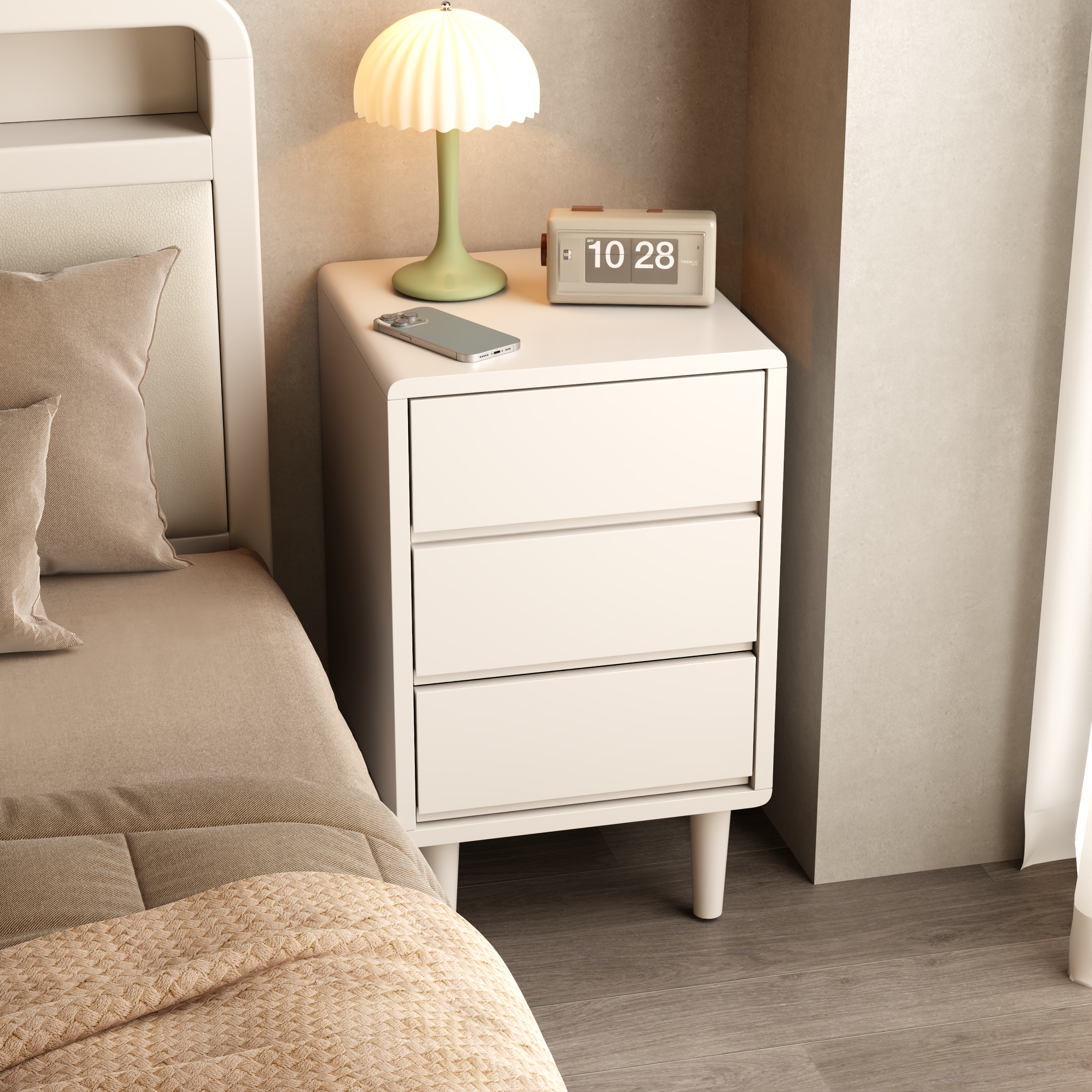 2 & 3 Drawer Solid Wood Nightstand – Mid-Century Modern Bedside Table