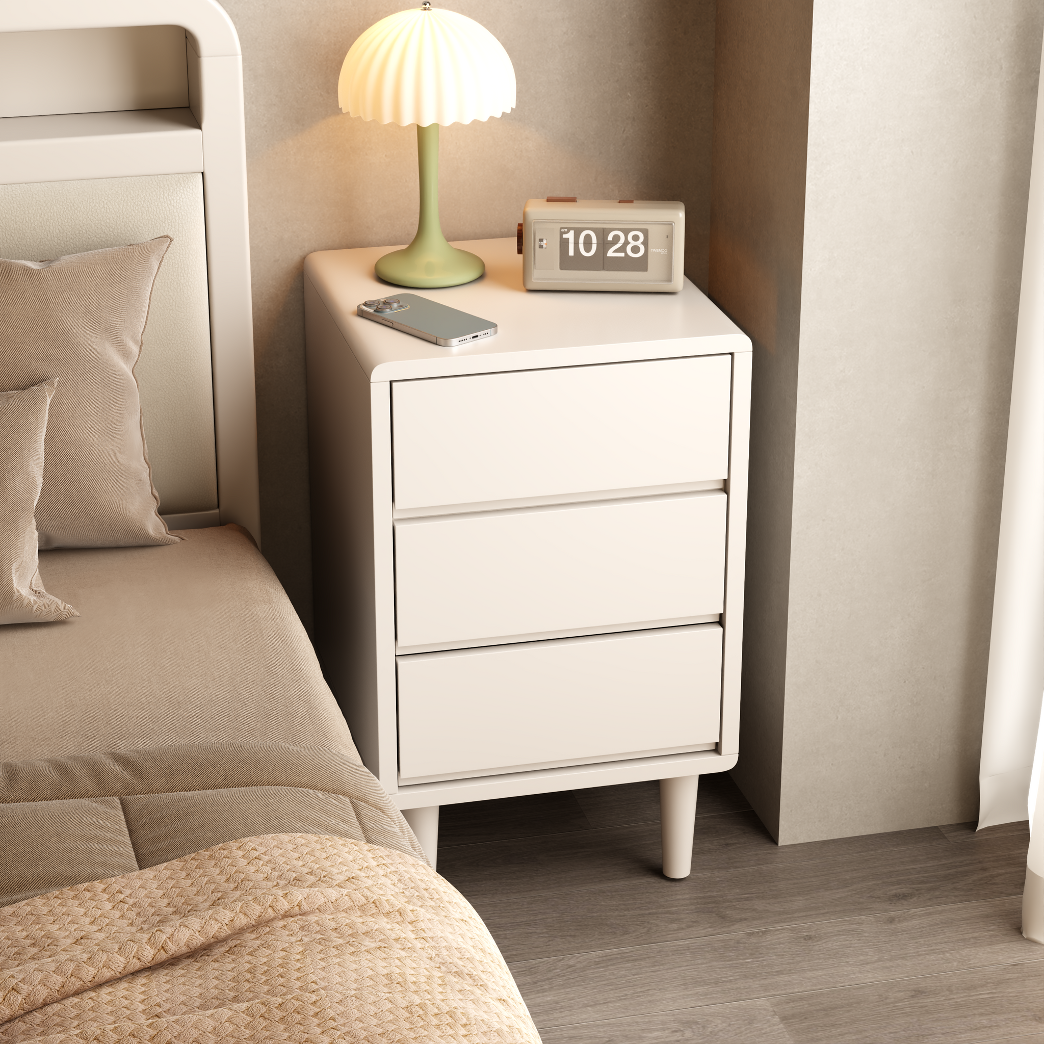 2 & 3 Drawer Solid Wood Nightstand – Mid-Century Modern Bedside Table