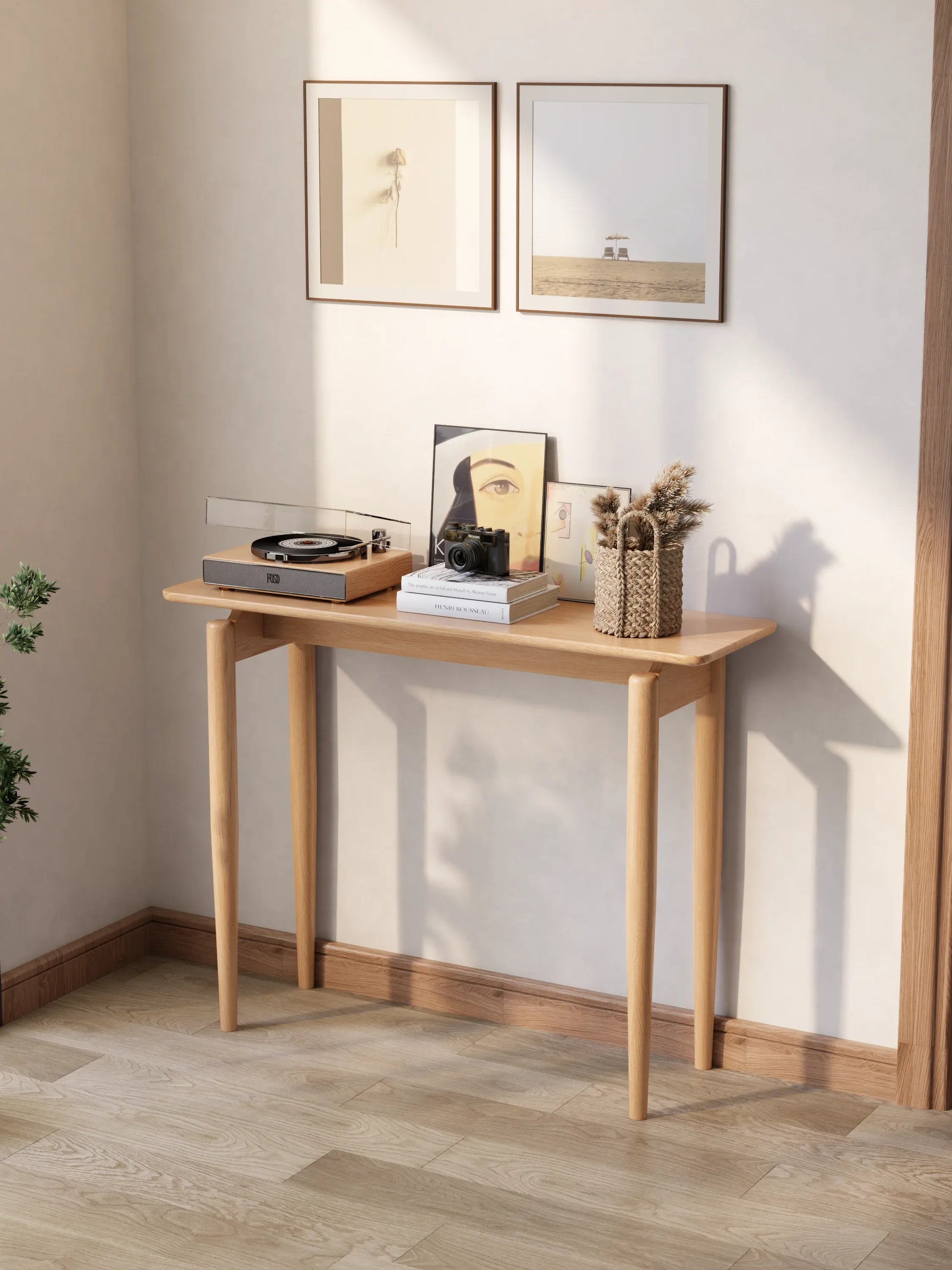 Solid Wood Narrow Console Table for Entryway & Living Room - Kaslandi Furniture