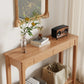 Solid Wood Entryway Console Table with Drawers and Bottom Storage Shelf - Kaslandi Furniture