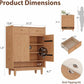 Fluted Solid Wood Shoe Cabinet with Drawers & Open Shelf - iKaslandi