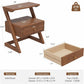 Solid Wood Z-Leg Nightstand with Drawer & Open Shelf - iKaslandi