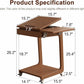 Solid Wood Rolling C-Shaped Side Table with Adjustable Top & Foldable Shelf - iKaslandi