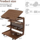 Solid Wood C-Shaped Table for Couch with 3-Tier Storage - iKaslandi