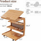 Solid Wood C-Shaped Table for Couch with 3-Tier Storage - iKaslandi