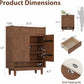Fluted Solid Wood Shoe Cabinet with Drawers & Open Shelf - iKaslandi
