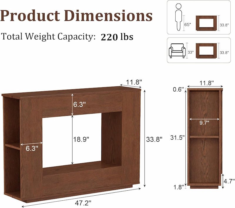 Walnut Console Table with Side Storage Shelves - iKaslandi
