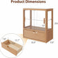 Solid Wood Bread Display Cabinet with Glass Door & Drawer