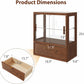 Solid Wood Bread Display Cabinet with Glass Door & Drawer