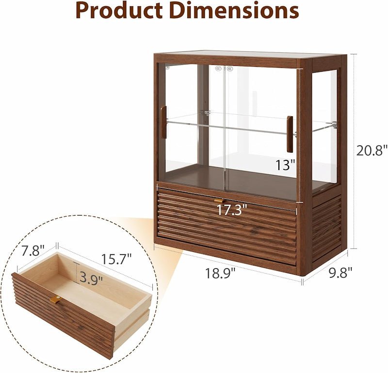 Solid Wood Bread Display Cabinet with Glass Door & Drawer