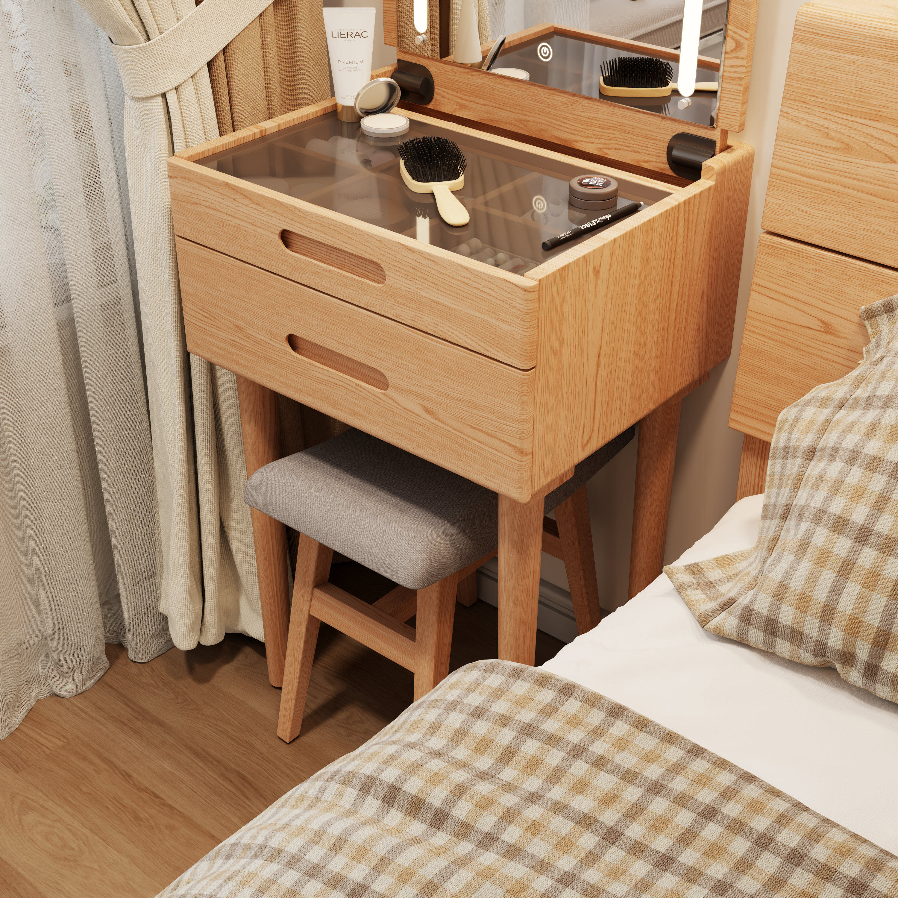 Vanity Stool with Soft Saddle Cushion