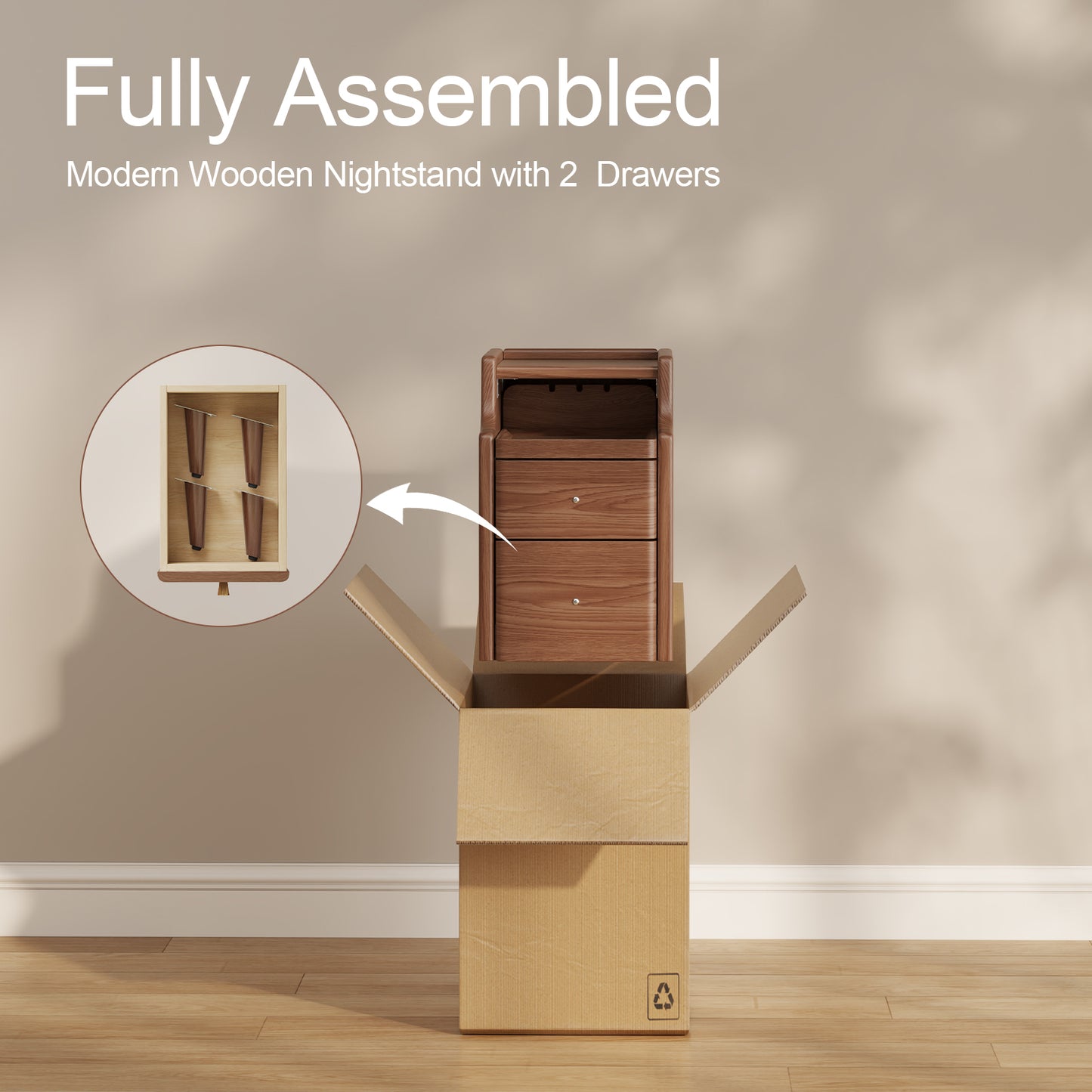 Narrow Bedside Table, 11.81"W