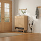 Fluted Solid Wood Shoe Cabinet with Drawers & Open Shelf