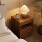 Solid Wood Nightstand with Wheels, Open Shelf & 3 Drawers - iKaslandi