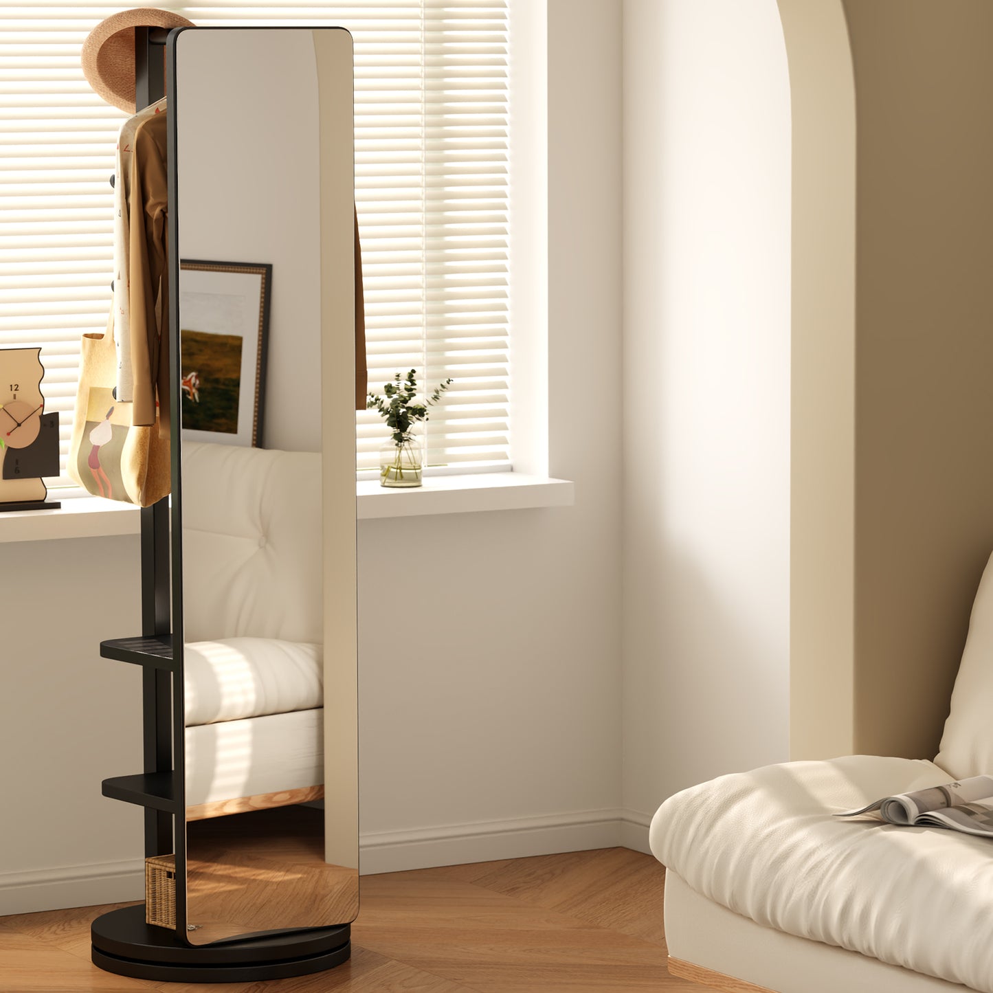 360 degree rotatable full-length mirror