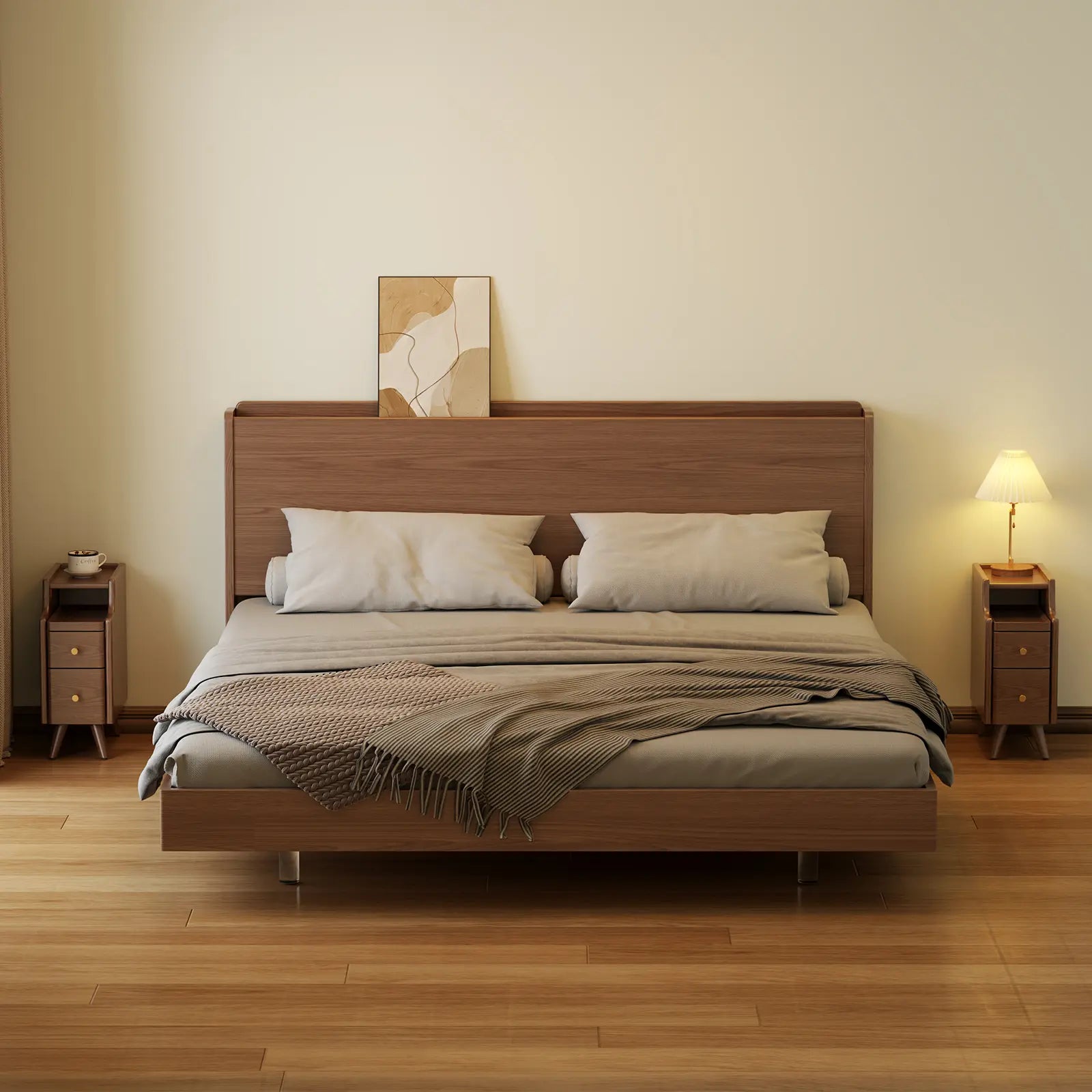 Modern Nightstand Set of 2 - Narrow Bedside Tables with Drawer - iKaslandi