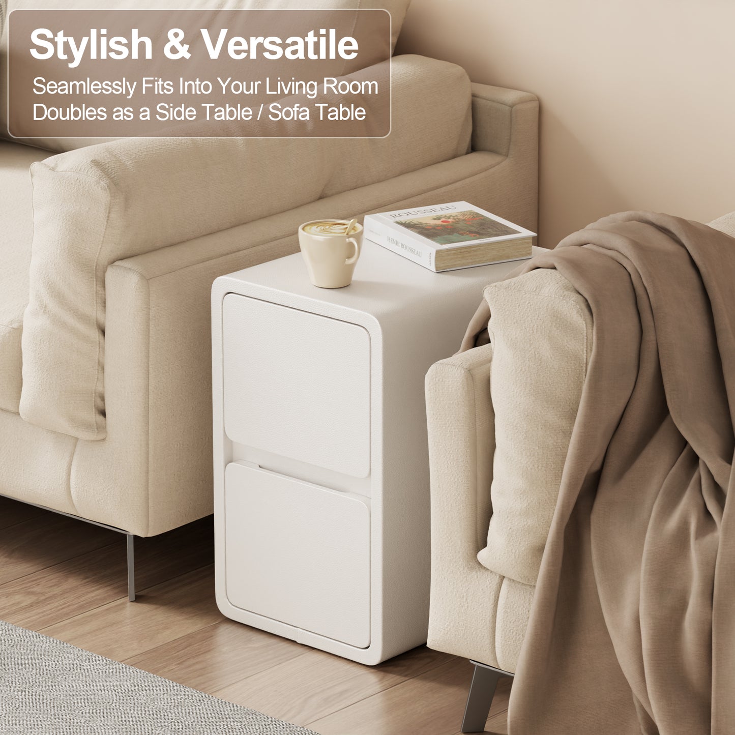 3 Tier Narrow White Nightstand