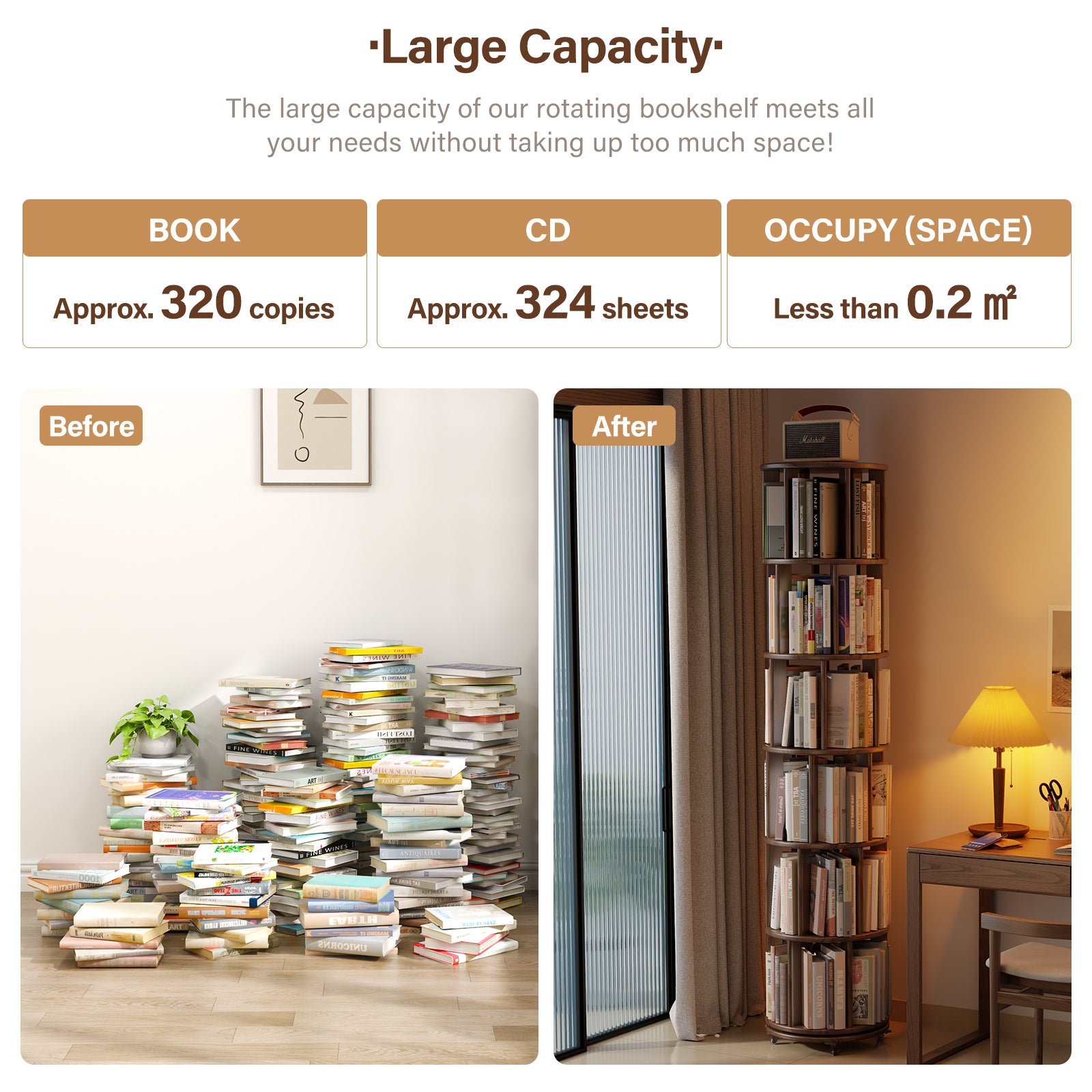 6 Tier Rotating Bookshelf