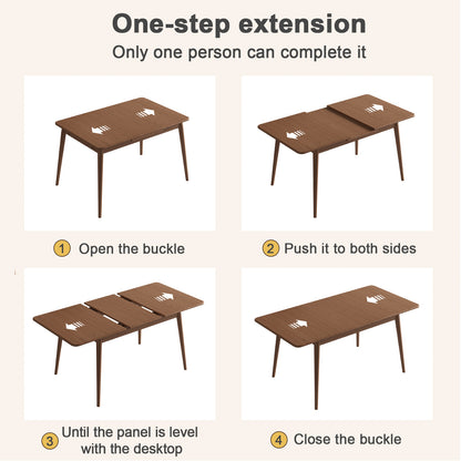 Dining Table, Solid Wood Extendable Dining Table Can Accommodate 4-8 People, Sturdy and Easy Assembly Modern Dining Room Table for Kitchen, Living Room, Apartment