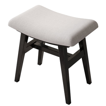 Solid Wood Vanity Stool, Saddle Cushion Vanity Bench with High-Strength Rebound Sponge, Easily Assembly, Vanity Chair, Foot Stool, Makeup Stool for Bedroom, Entryway