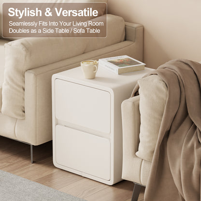 3 Drawers White Nightstand