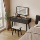 Solid Wood Vanity Desk with Detachable Lighted Mirror | Converts to Writing Desk - Kaslandi Furniture
