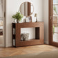 Walnut Console Table with Side Storage Shelves - iKaslandi