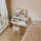 Solid Wood Vanity Desk with Detachable Lighted Mirror | Converts to Writing Desk - Kaslandi Furniture