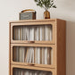 3 - Tier Solid Wood Bookcase with Flip - Up Glass Doors - Kaslandi Furniture