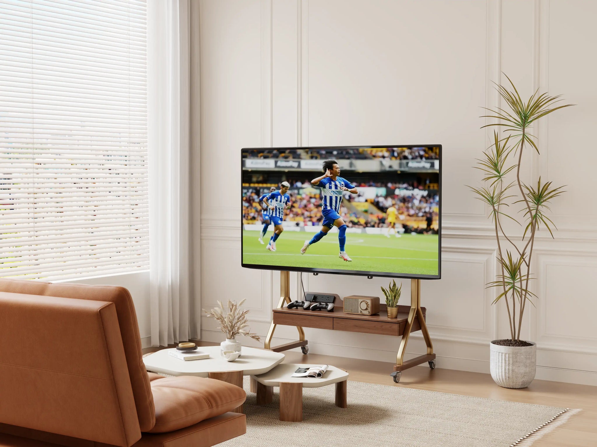 Heavy Duty Rolling TV Stand with 2 Wood Drawers