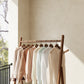 Solid Wood Rolling Clothes Rack with Shelves - Kaslandi Furniture