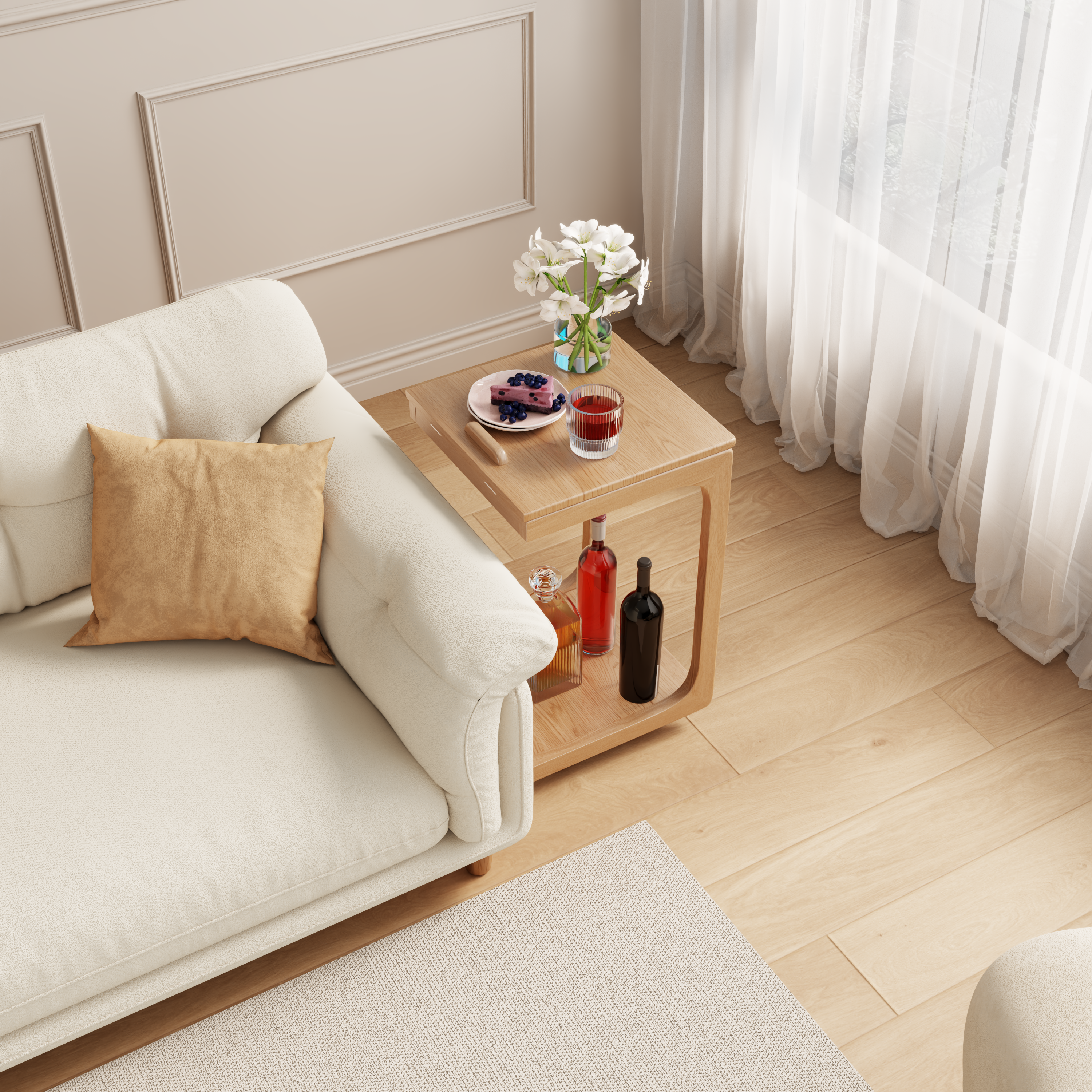 C-shaped couch table