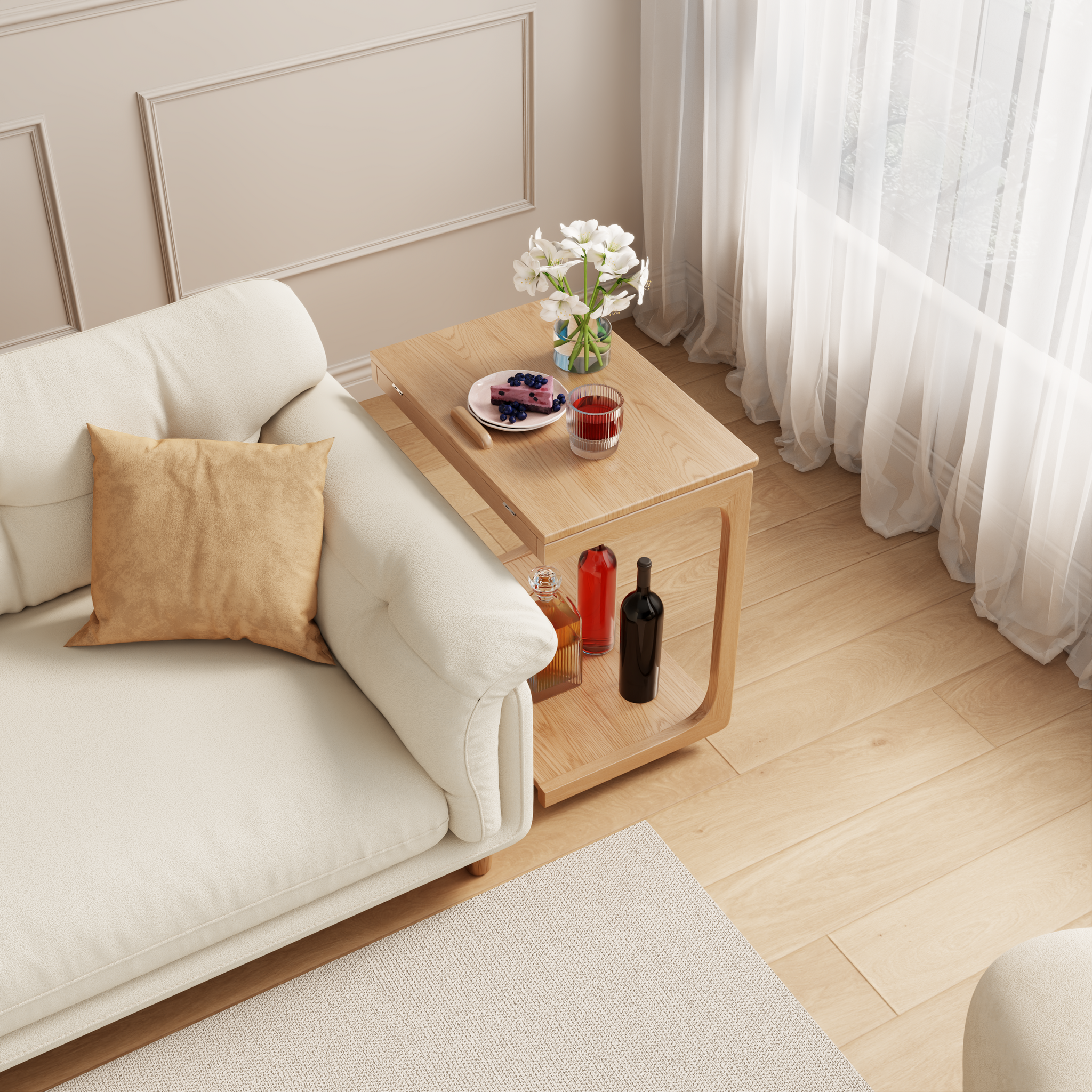 C-shaped couch table