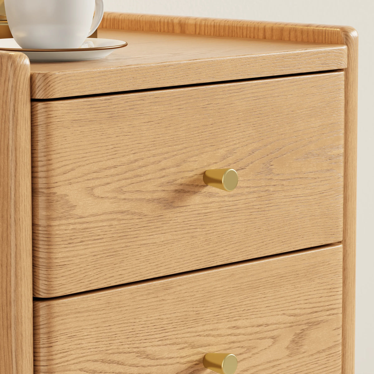 Solid Wood Nightstand 2 Drawer | Mid Century Bedside Table - Kaslandi Furniture