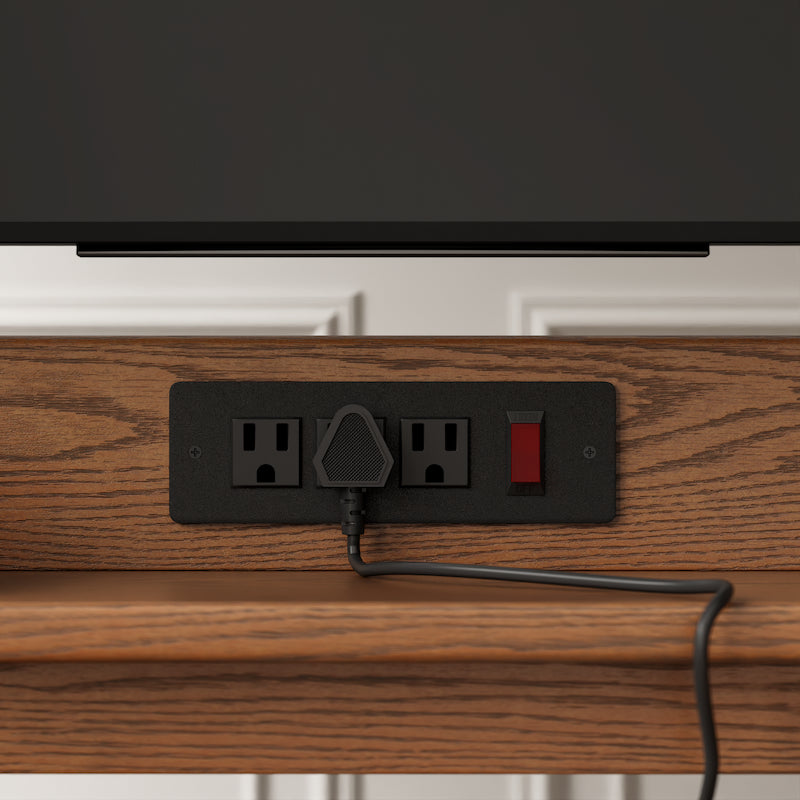 Rolling Solid Wood TV Stand with Wheels & Power Outlet — Fits 40