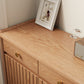Fluted Solid Wood Shoe Cabinet with Drawers & Open Shelf