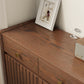 Fluted Solid Wood Shoe Cabinet with Drawers & Open Shelf