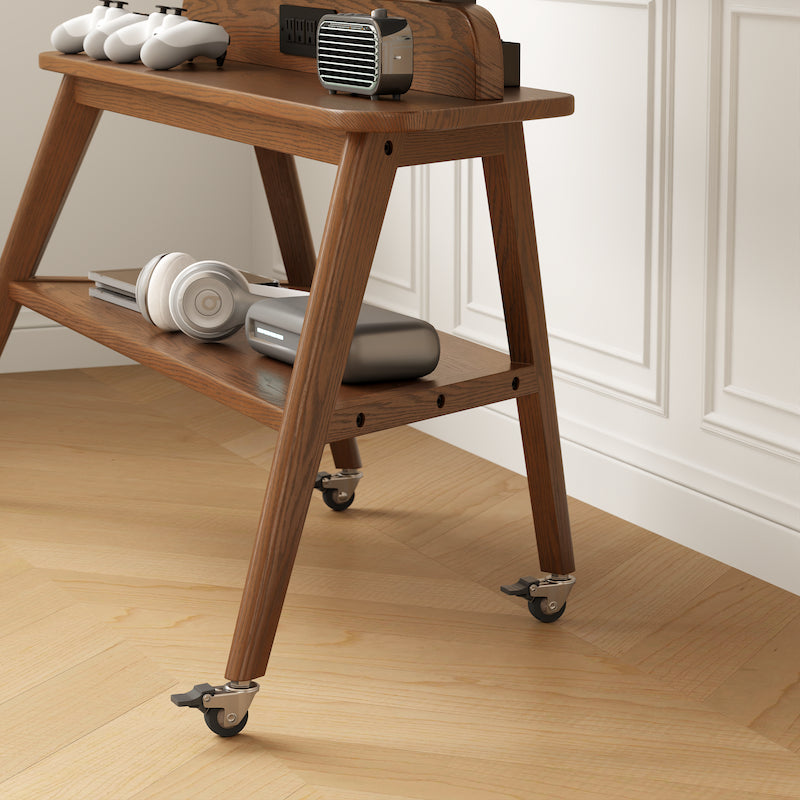 Rolling Solid Wood TV Stand with Wheels & Power Outlet — Fits 40